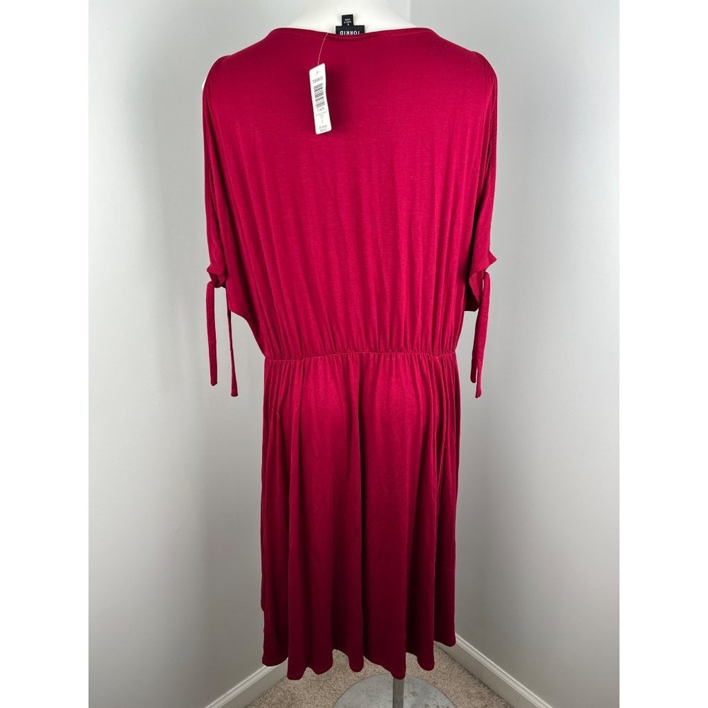 Torrid Red Jersey Cold Shoulder Stretch Dress 2X - Picture 4 of 7